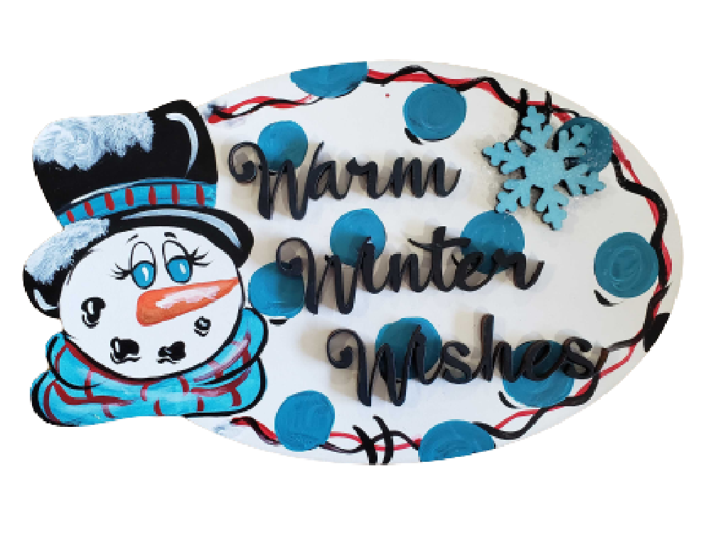 Design By Line Oval MDF Cutout Warm Winter Wishes - Unfinished For DIY