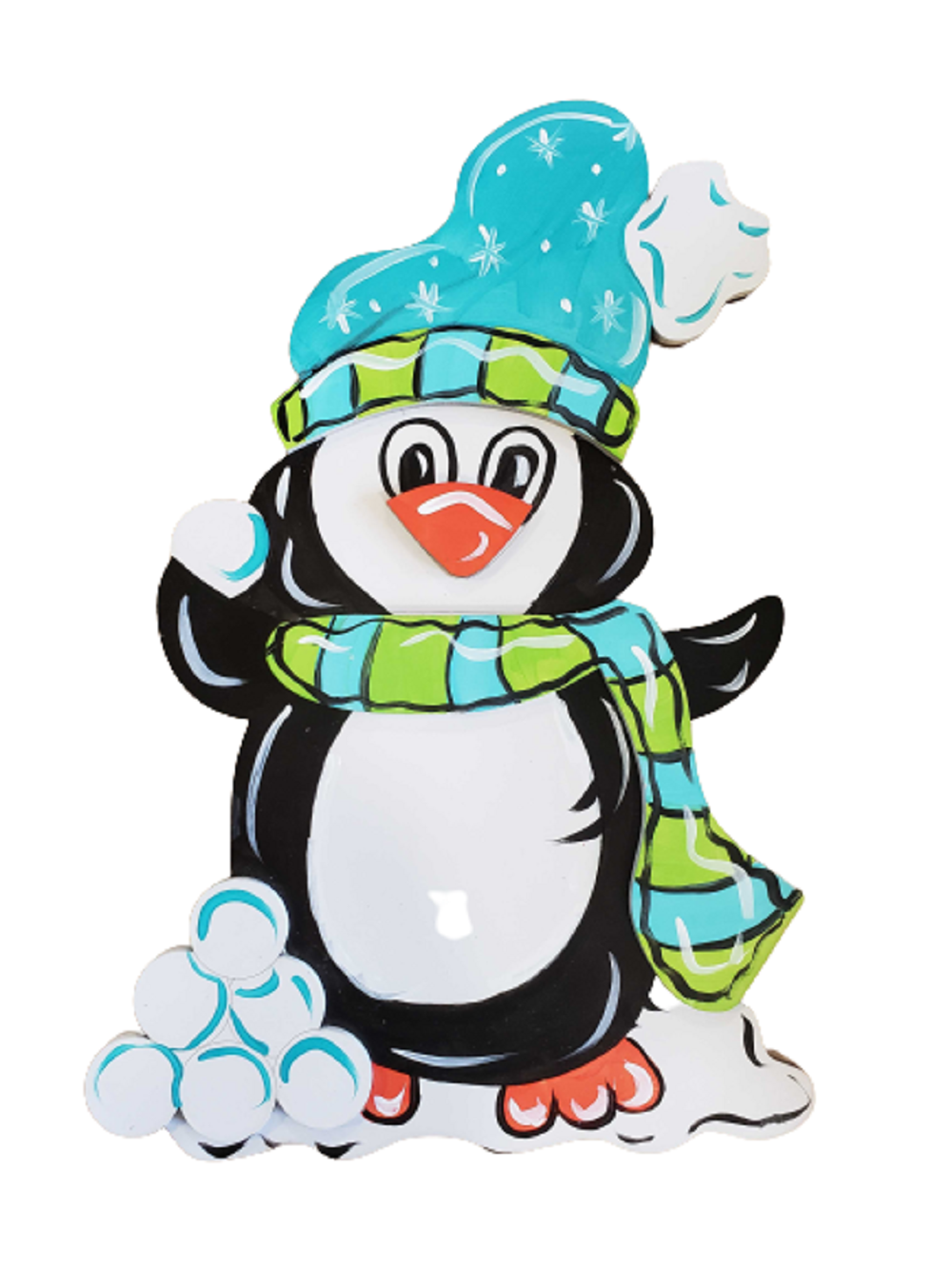 Design By Line Penguin MDF Cutout With Scarf And Winter Hat - Unfinished For DIY
