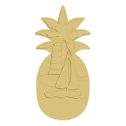 3D Design By Line Pineapple MDF Cutout Palm Tree With Sailboat On Pineapple - Unfinished For DIY
