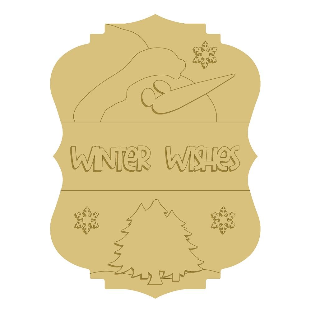 3D Design By Line Plaque MDF Cutout Winter Wishes - Unfinished For DIY
