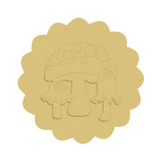 3D Design By Line Round MDF Cutout Mushroom Plaque - Unfinished For DIY