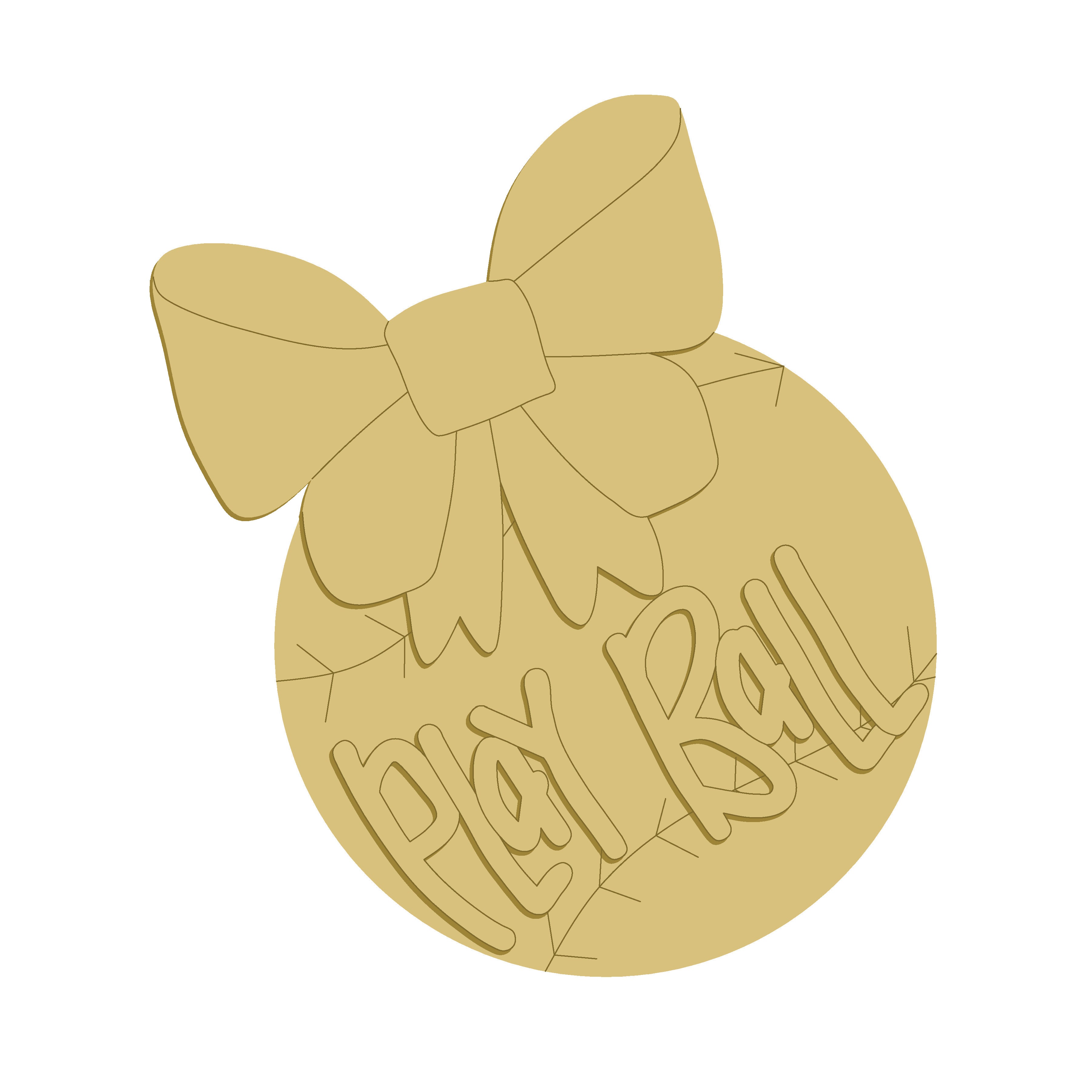 3D Design By Line Ball MDF Cutout With Ribbon - Unfinished For DIY