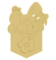 3D Design By Line Bunny In Pocket MDF With Flowers and Ladybug - Unfinished For DIY