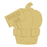3D Design By Line Pumpkin In a Basket MDF Cutout With Happy Fall Sign - Unfinished For DIY