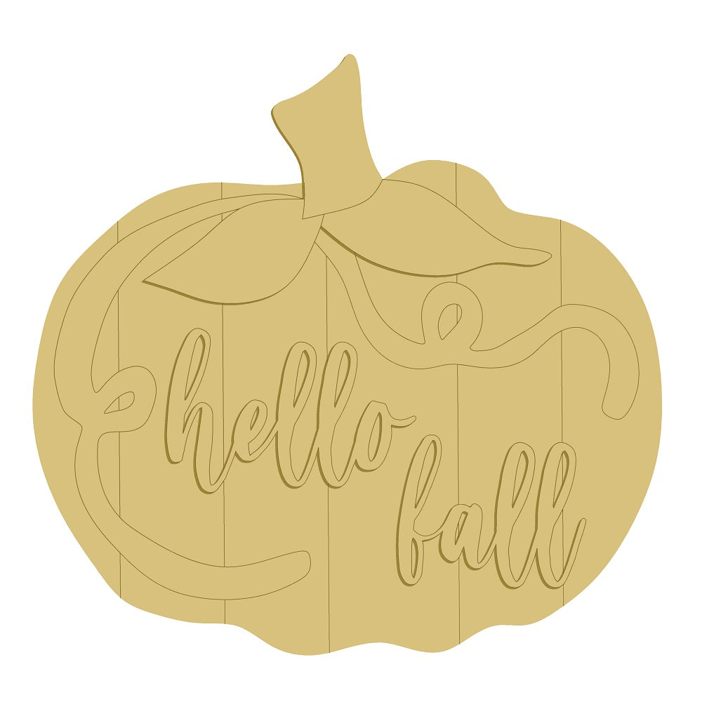3D Design By Line Pumpkin MDF Cutout Hello Fall - Unfinished For DIY
