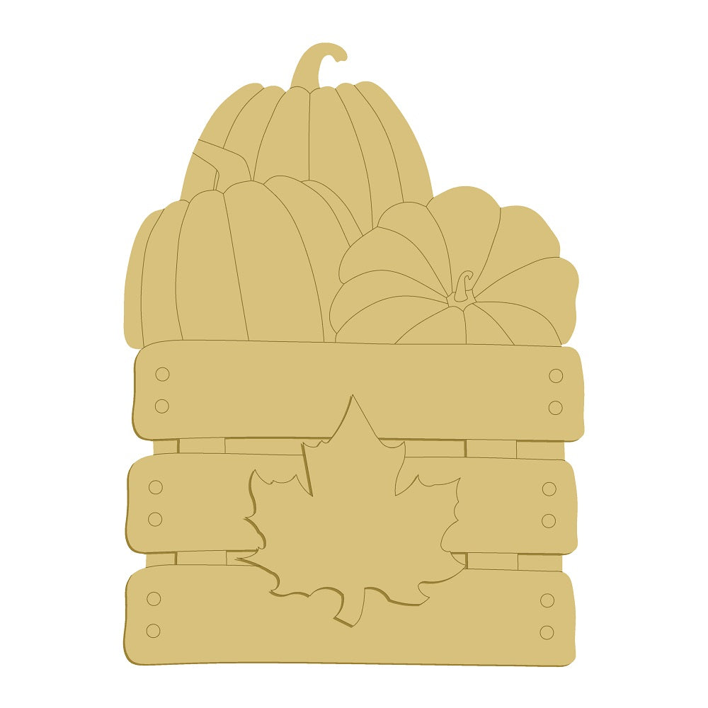3D Design By Line Crate MDF Cutout Stacked Pumpkins With Maple Leaf In The Front - Unfinished For DIY