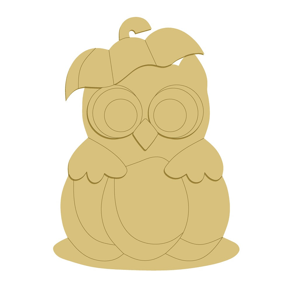 3D Design By Line Pumpkin Owl Unfinished Wood Cutout Style 1 Art 1
