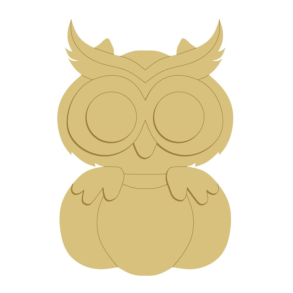 3D Design By Line MDF Cutout Pumpkin Owl Design - Unfinished For DIY