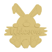 3D Design By Line Rabbit MDF Cutout Welcome Sign - Unfinished For DIY
