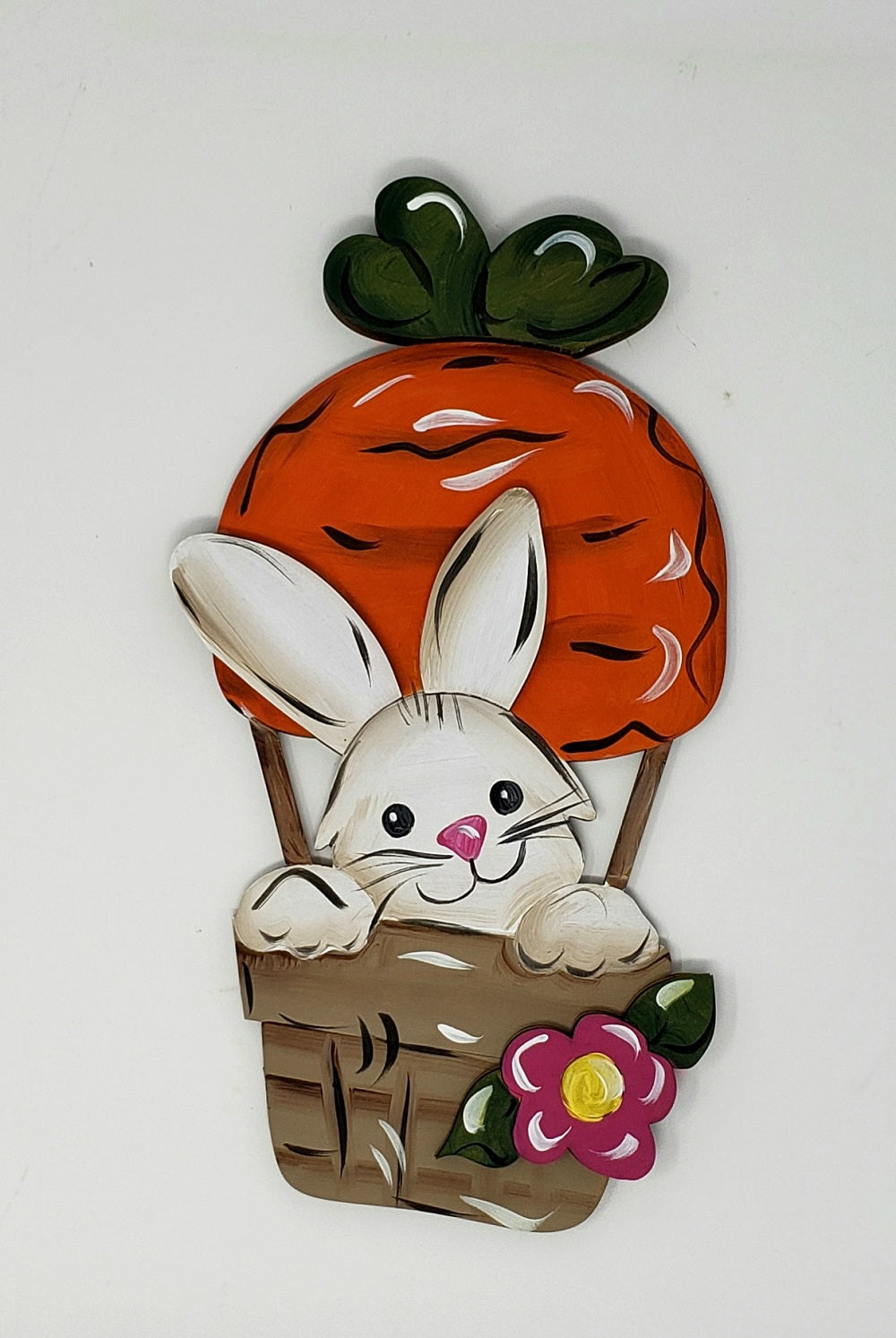 Design By Line Rabbit Balloon MDF Cutout In Flower Pot - Unfinished For DIY