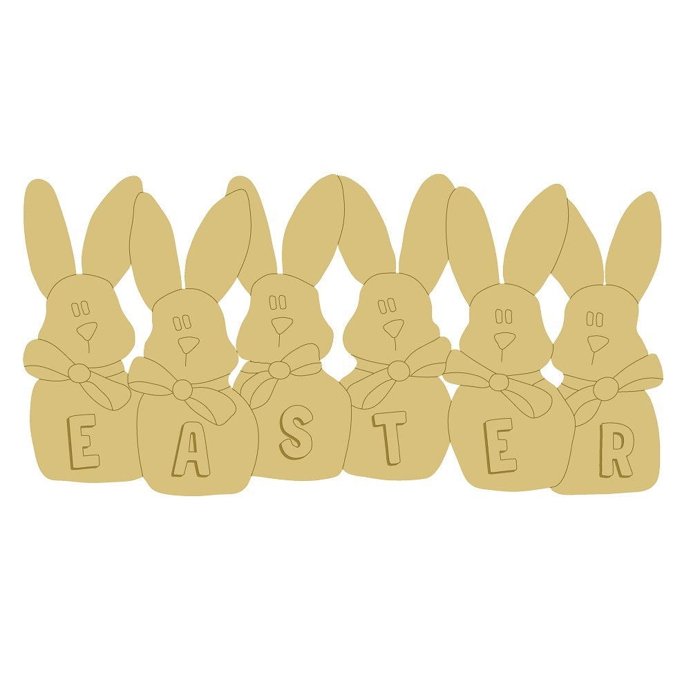 3D Design By Line Rabbit MDF Cutout Bunnies - 6-Piece Set Spelling EASTER - Unfinished For DIY