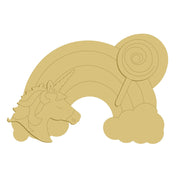 3D Design By Line Rainbow MDF Cutout Unicorn Head With Clouds - Unfinished For DIY