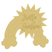 3D Design By Line Rainbow MDF Cutout Hello Sunshine - Unfinished For DIY