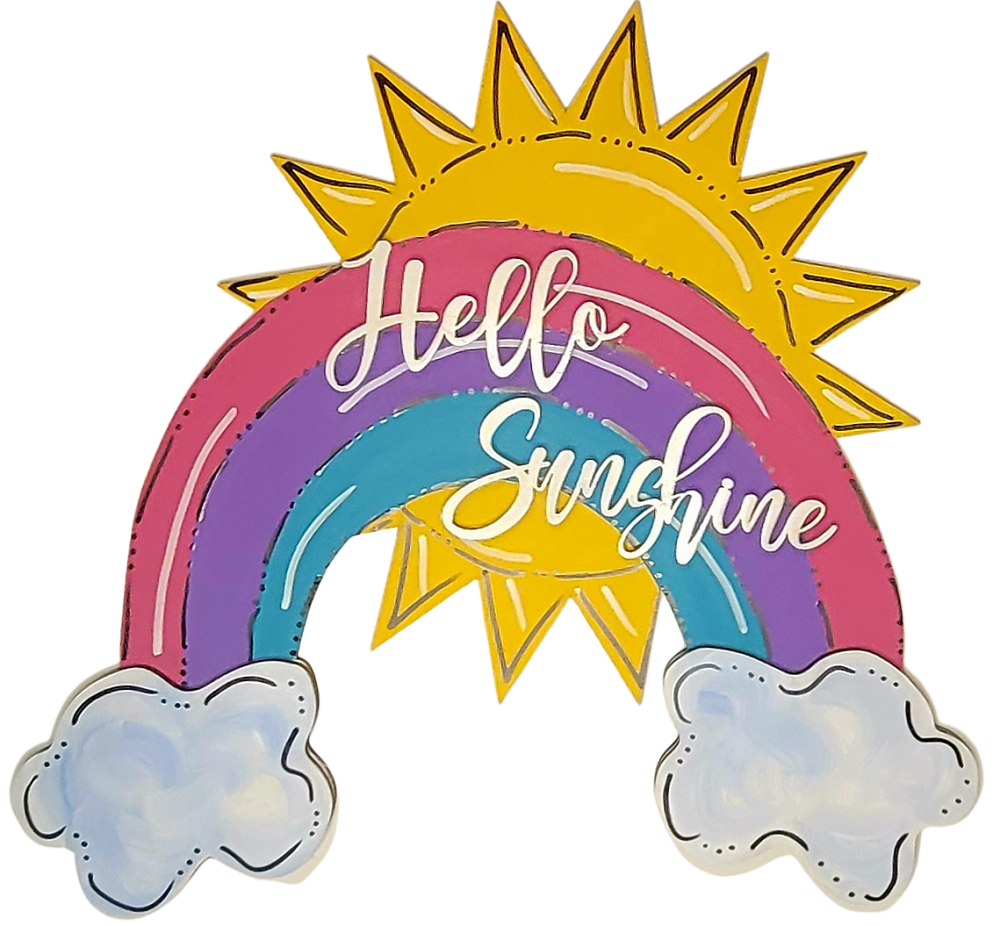 Design By Line Rainbow MDF Cutout Hello Sunshine - Unfinished For DIY