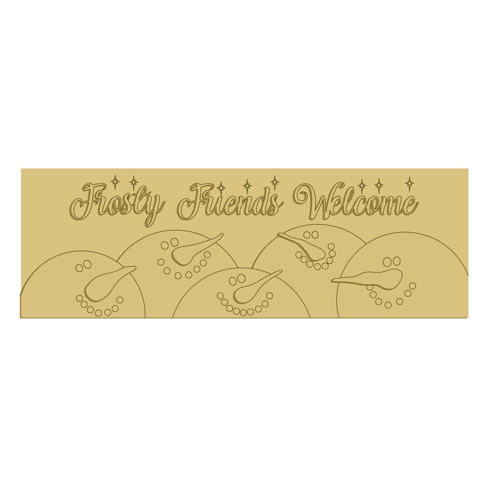 3D Design By Line Rectangle MDF Cutout Frosty Friends Welcome - Unfinished For DIY