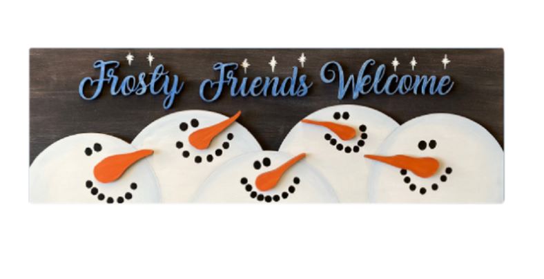 3D Design By Line Rectangle MDF Cutout Frosty Friends Welcome - Unfinished For DIY