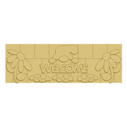 3D Design By Line Rectangle MDF Cutout Welcome Gnome With Flowers - Unfinished For DIY