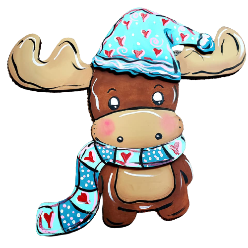 3D Design By Line Reindeer MDF Cutout Santa Hat And Scarf - Unfinished For DIY
