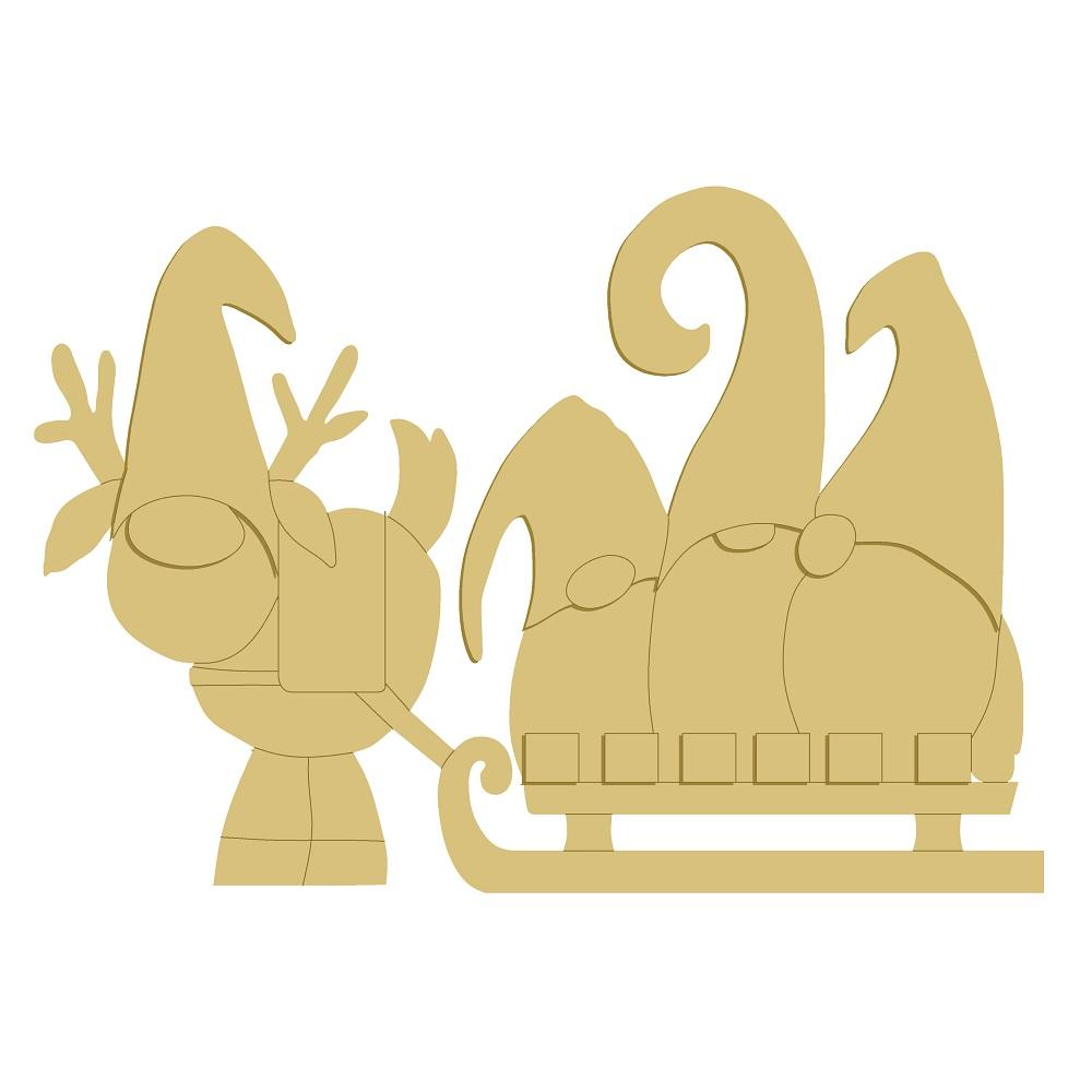 3D Sleigh MDF Cutout Reindeer And Gifts - Unfinished For DIY