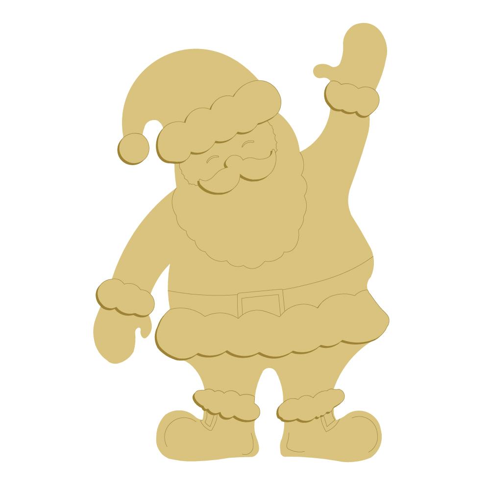 3D Design By Line Santa MDF Cutout Christmas Decor - Unfinished For DIY