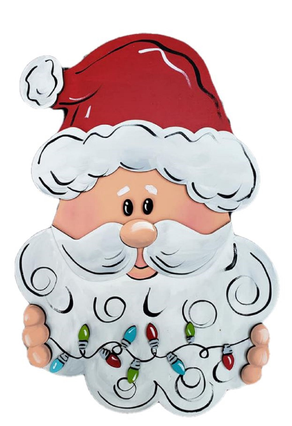 3D Design By Line Santa Head MDF Cutout Santa Claus Face - Unfinished For DIY