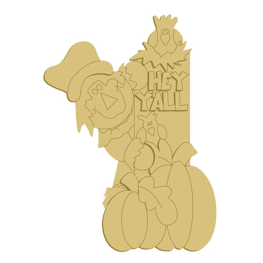3D Design By Line Pumpkin Stack MDF Cutout Hey Y'all Scarecrow - Unfinished For DIY