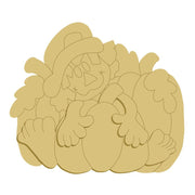 3D Design By Line Scarecrow MDF Cutout Holding Pumpkin - Unfinished For DIY