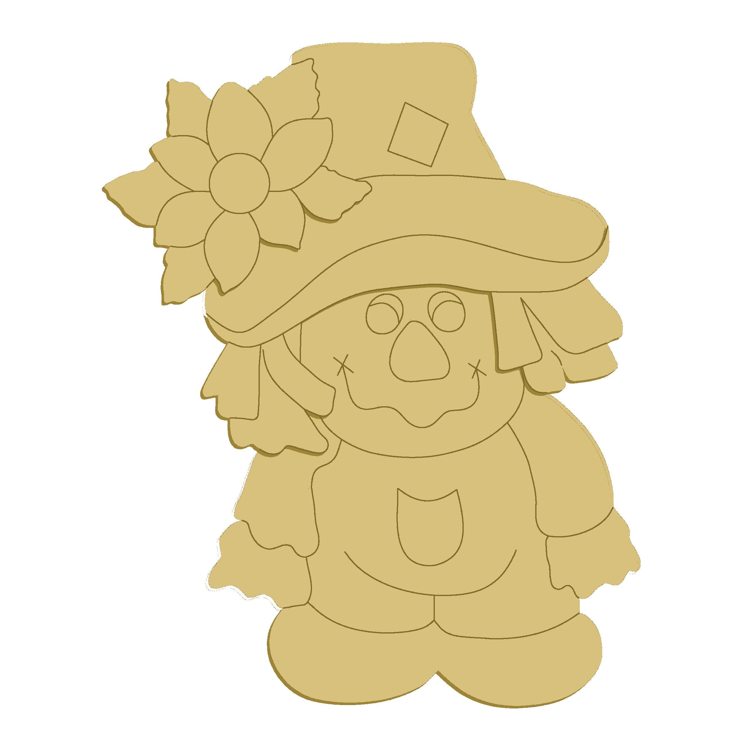 3D Design By Line Scarecrow MDF Cutout Autumn Decor - Unfinished For DIY