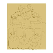 3D Design By Line Square Scarecrow MDF Cutout Harvest Scene With Pumpkins And Birds - Unfinished For DIY