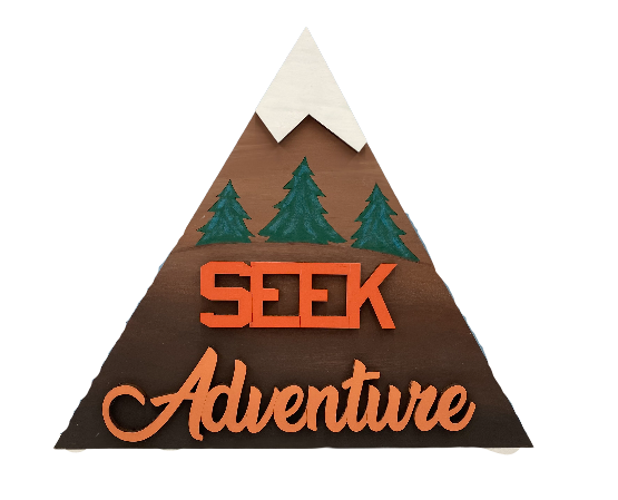 Design By Line Triangle MDF Cutout Seek Adventure Mountain Scene - Unfinished For DIY