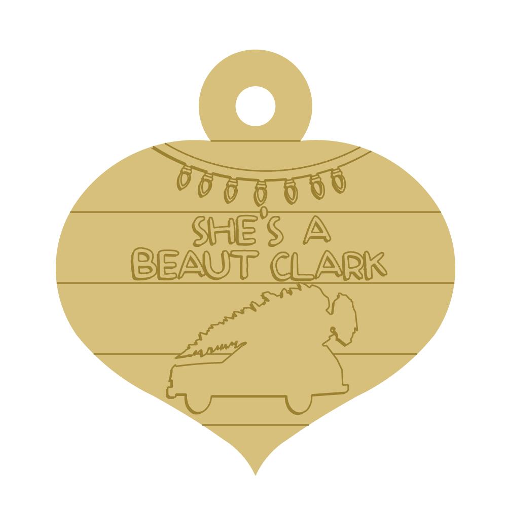 3D Design By Line Ornament MDF Cutout She's A Beaut Clark Truck With Christmas Tree Silhouette - Unfinished For DIY