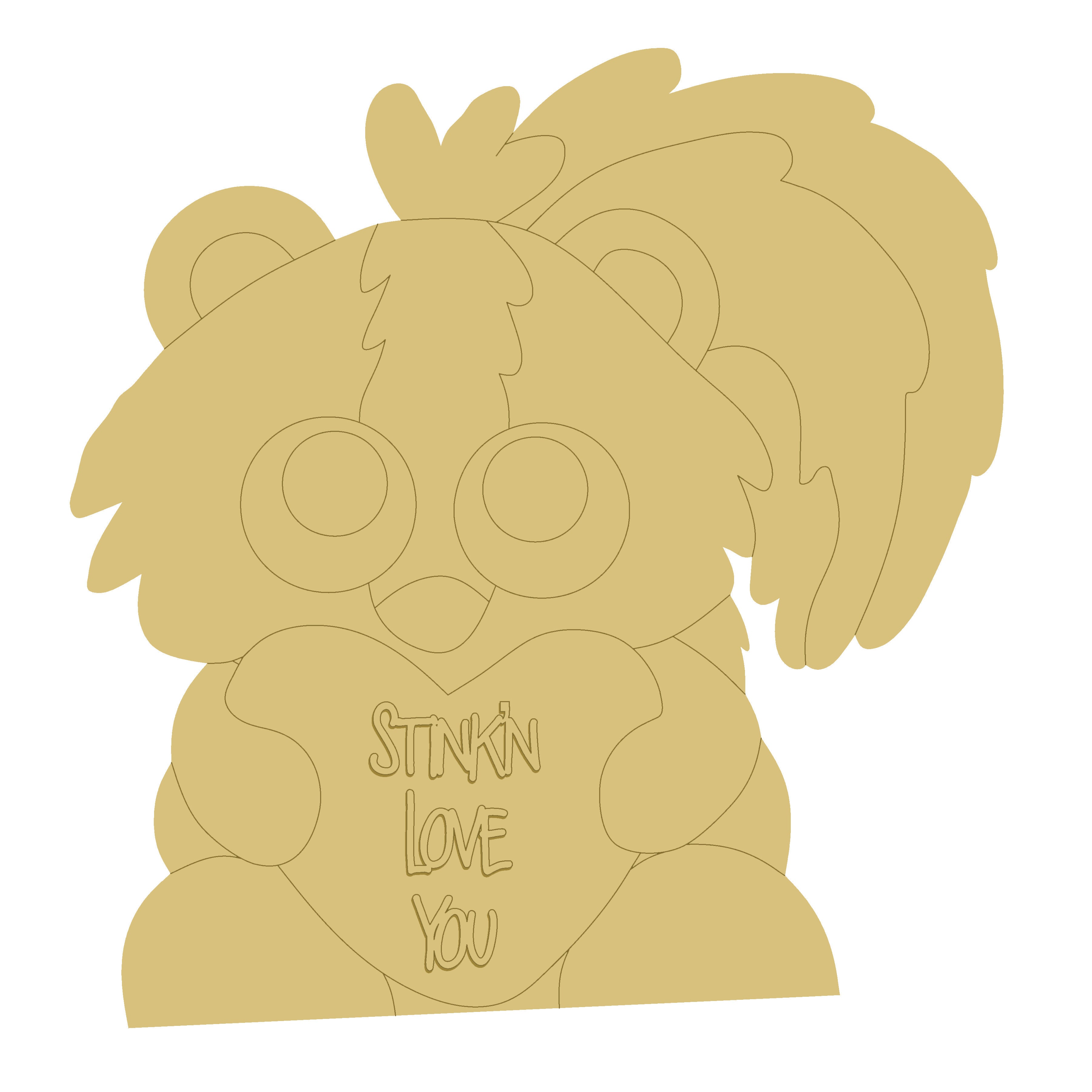 3D Design By Line Skunk MDF Cutout Stinkin Love You - Unfinished For DIY