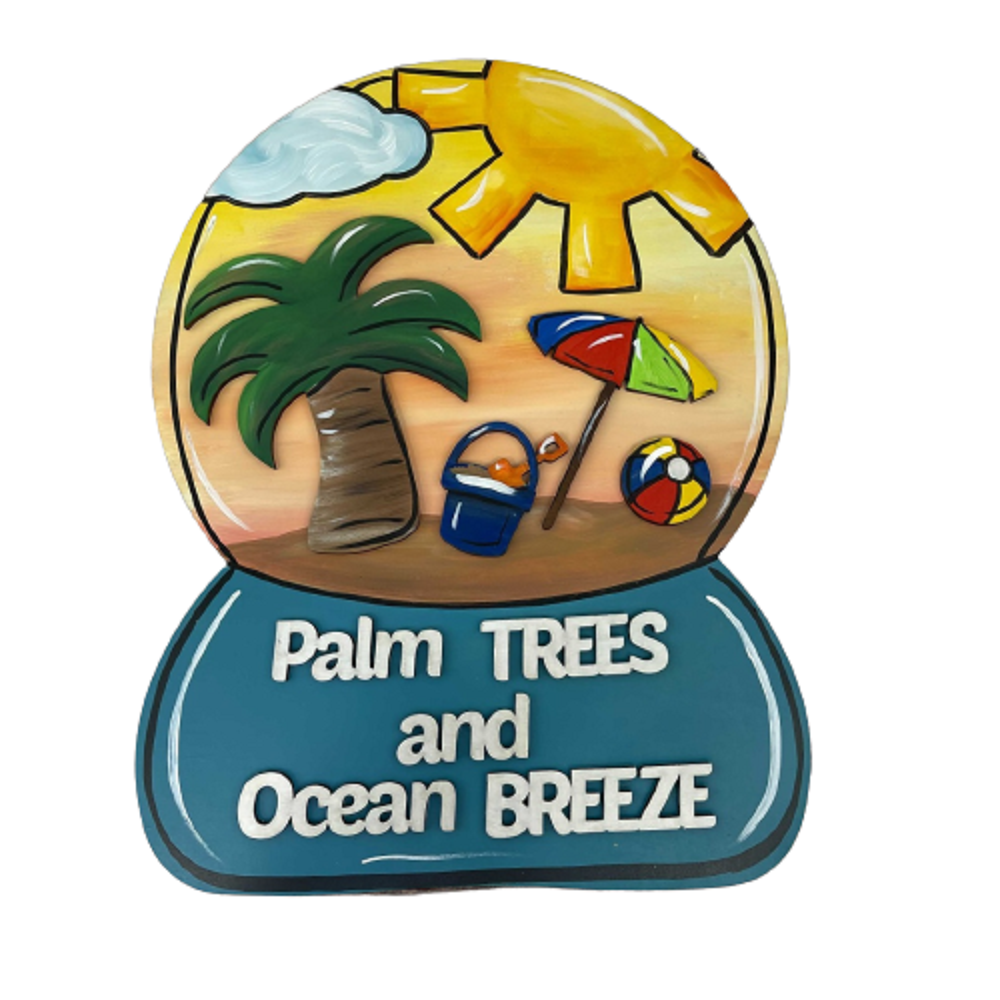 Design By Line Snow Globe MDF Cutout Palm Trees And Ocean Breeze - Unfinished For DIY