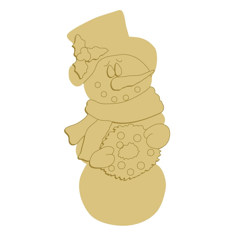 3D Design By Line Snowman MDF Cutout Winter Decor Style 10 - Unfinished For DIY