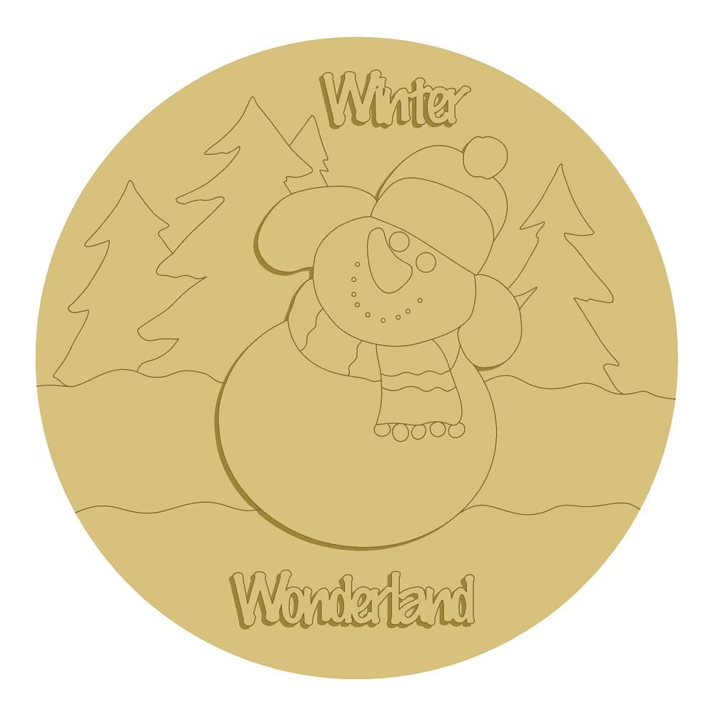 3D Design By Line Round MDF Cutout Winter Wonderland - Unfinished For DIY