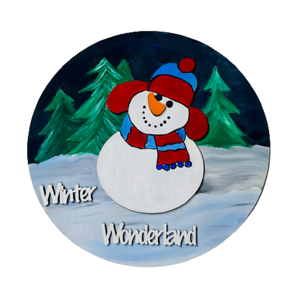 3D Design By Line Round MDF Cutout Winter Wonderland - Unfinished For DIY