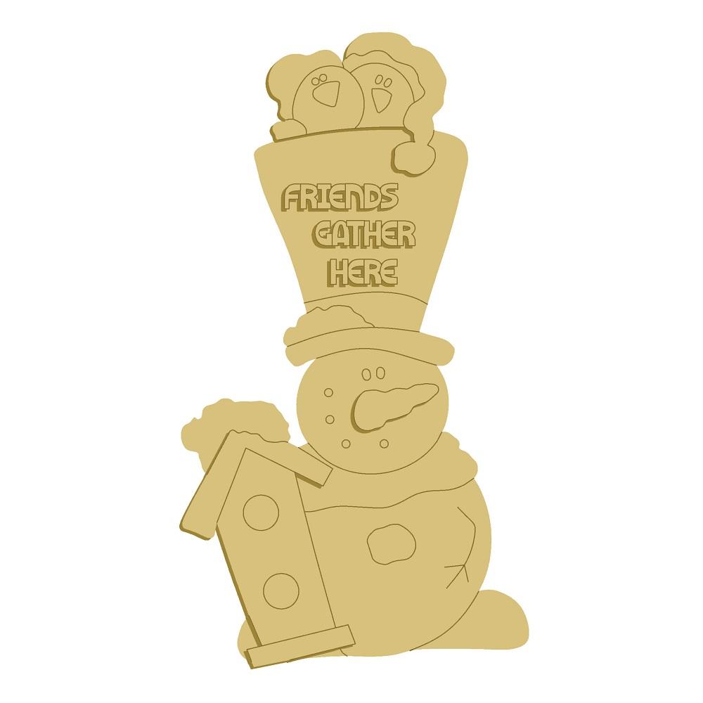 3D Design By Line Snowman MDF Cutout Friends Gather Here - Unfinished For DIY