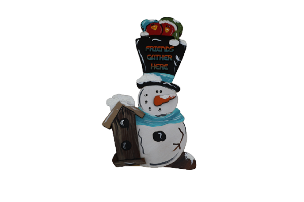 3D Design By Line Snowman MDF Cutout Friends Gather Here - Unfinished For DIY