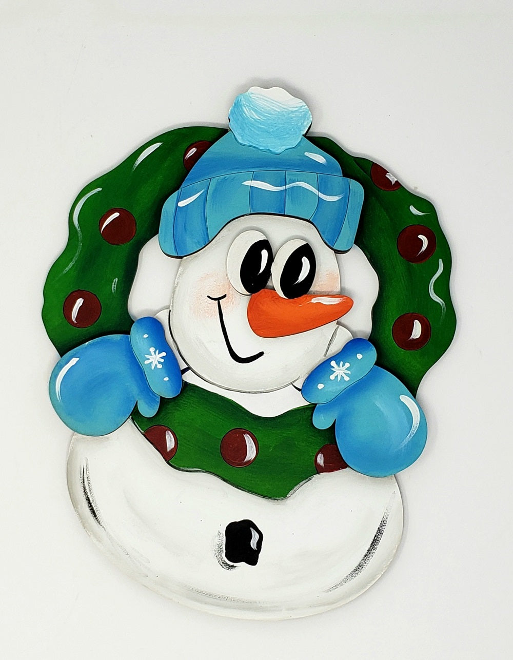 Design By Line Snowman MDF Cutout With Wreath - Unfinished For DIY