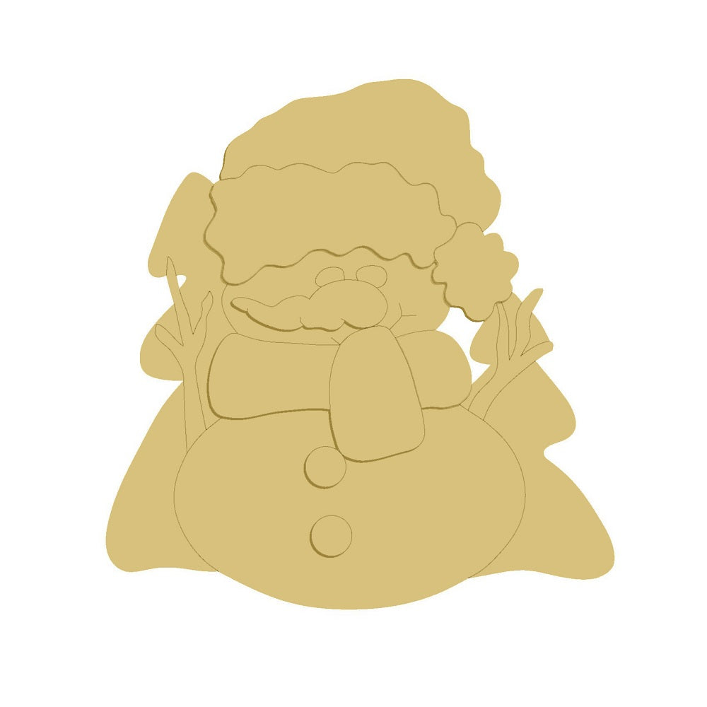 3D Design By Line Snowman MDF Cutout Forest Scene - Unfinished For DIY