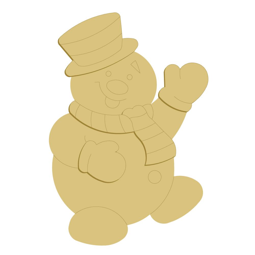 3D Design By Line Snowman MDF Cutout Winter Decor Style 7 - Unfinished For DIY
