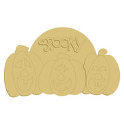 3D Design By Line Pumpkins MDF Cutout With Spooky Sign - Unfinished For DIY