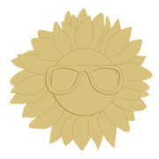 3D Design By Line Sunflower MDF Cutout With Sunglasses - Unfinished For DIY
