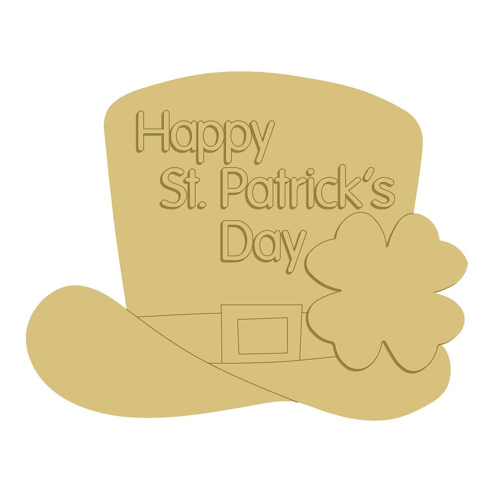 3D Design By Line Top Hat MDF Cutout Happy St. Patrick's Day - Unfinished For DIY