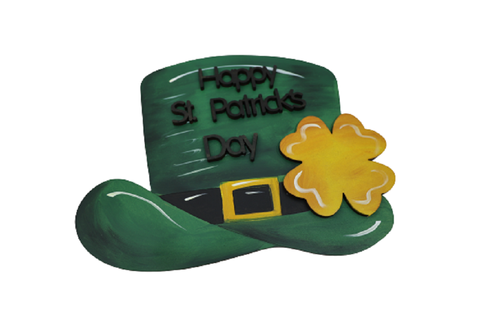 3D Design By Line Top Hat MDF Cutout Happy St. Patrick's Day - Unfinished For DIY