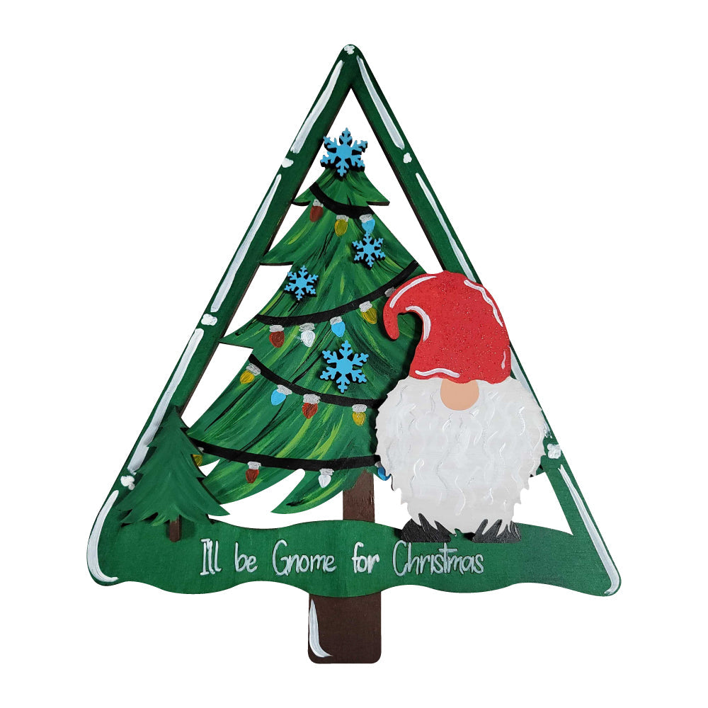 3D Design By Line Tree MDF Cutout I'll Be Gnome For Christmas - Unfinished For DIY