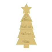 3D Tree MDF Cutout O Come Let Us Adore Him - Unfinished For DIY