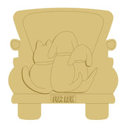 3D Design By Line Back Of a Truck MDF Cutout With Two Dogs And Fur Life Plaque - Unfinished For DIY