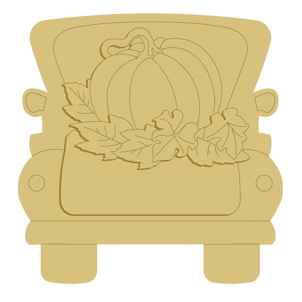 3D Design By Line Truck MDF Cutout Pumpkin With Leaves - Unfinished For DIY