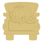 3D Design By Line Truck MDF Cutout Pumpkin With Leaves - Unfinished For DIY